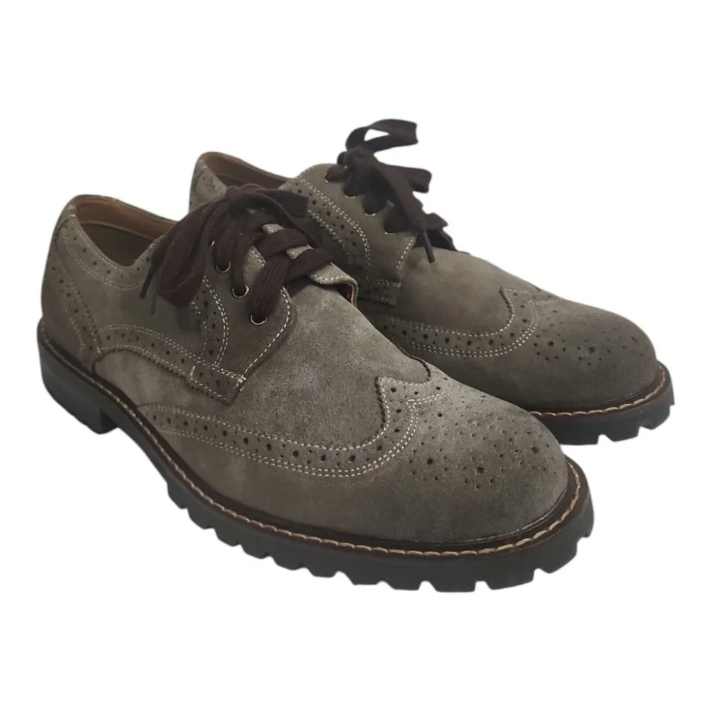 Steve Madden Men's Size 9.5 Wingtip Oxford Shoe Suede Leather Casual Dress Brown